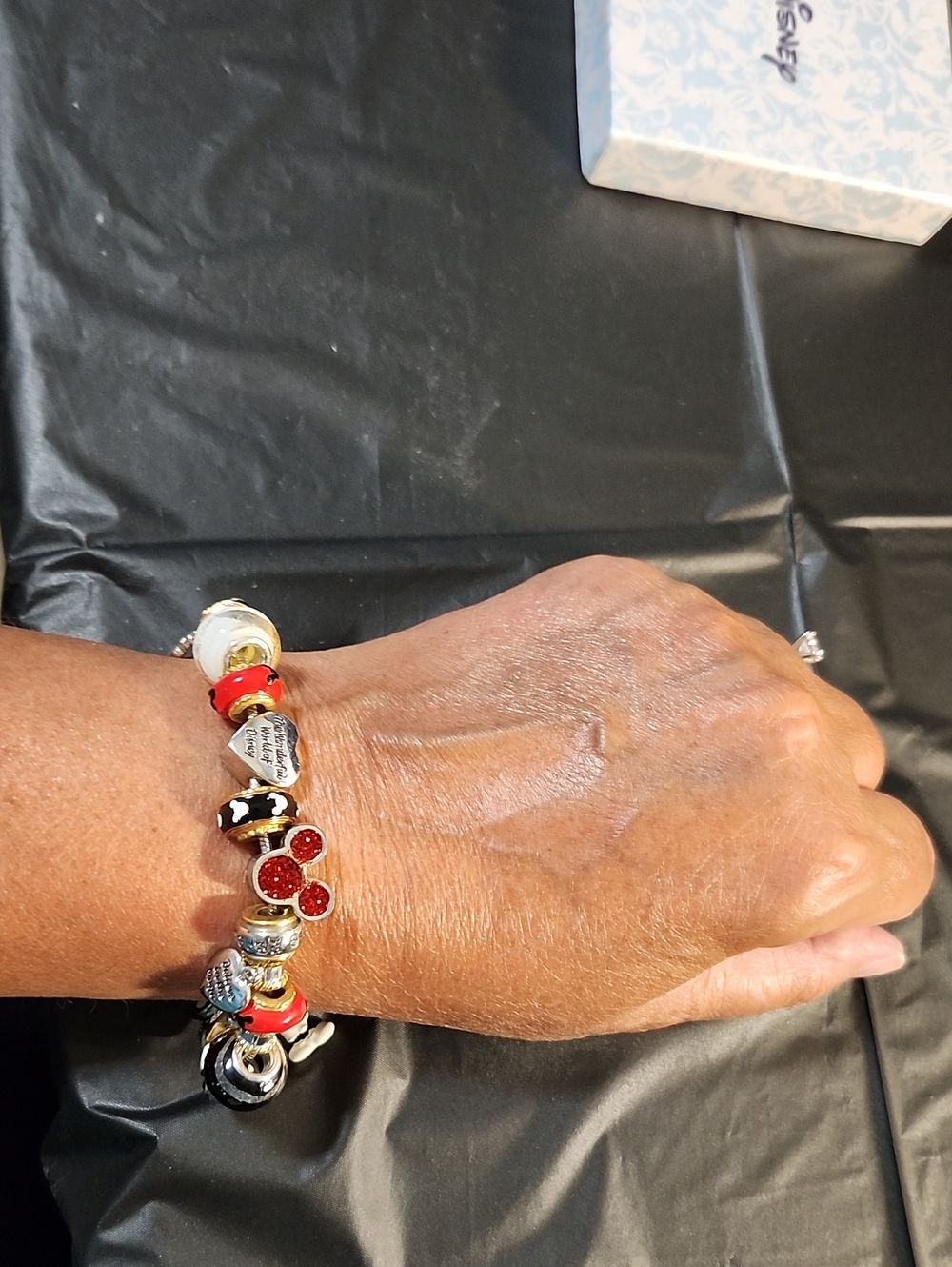 MICKEY MOUSRCharm Bracelet with Red, Black, Gold Accents